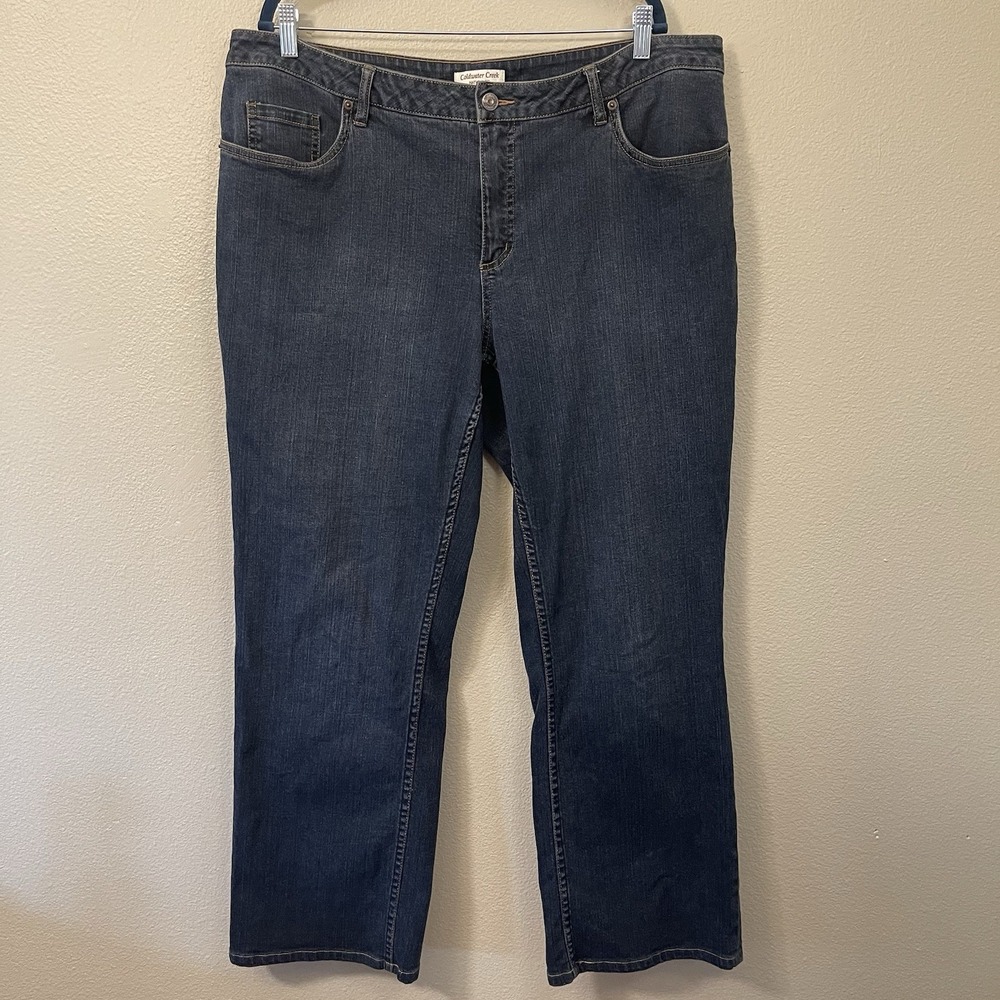 Coldwater Creek Natural Fit Wide Straight Leg Jeans Stretch Capsule Staple Sz 18